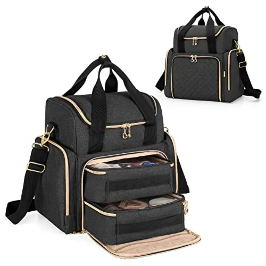 

Travel Makeup Bag with 2 Removable Cases, Cosmetic Bag with Multiple Storage Sections Patent Pending