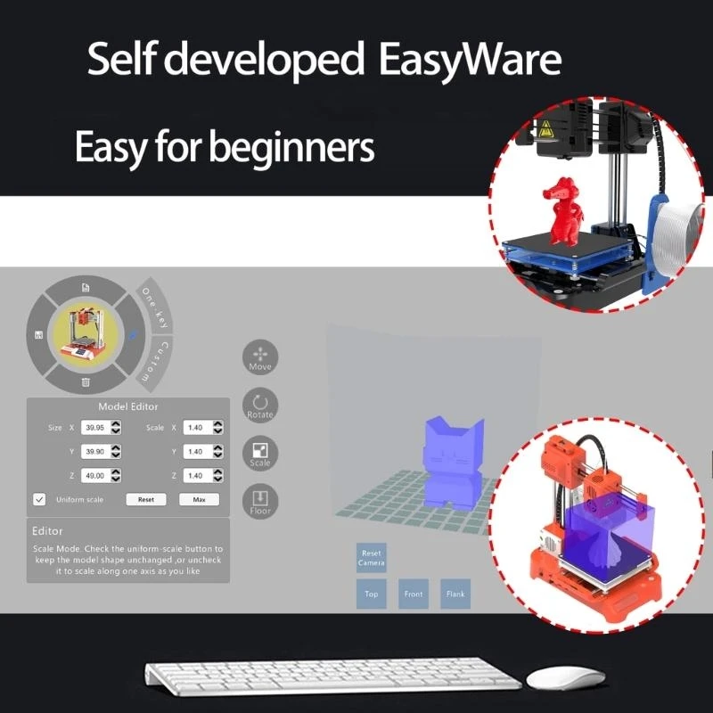 Compactly 3D Printing Machine Mini 3D Printer For Starters Compatible for 1.75mmPLA Filaments 1Keys Printing