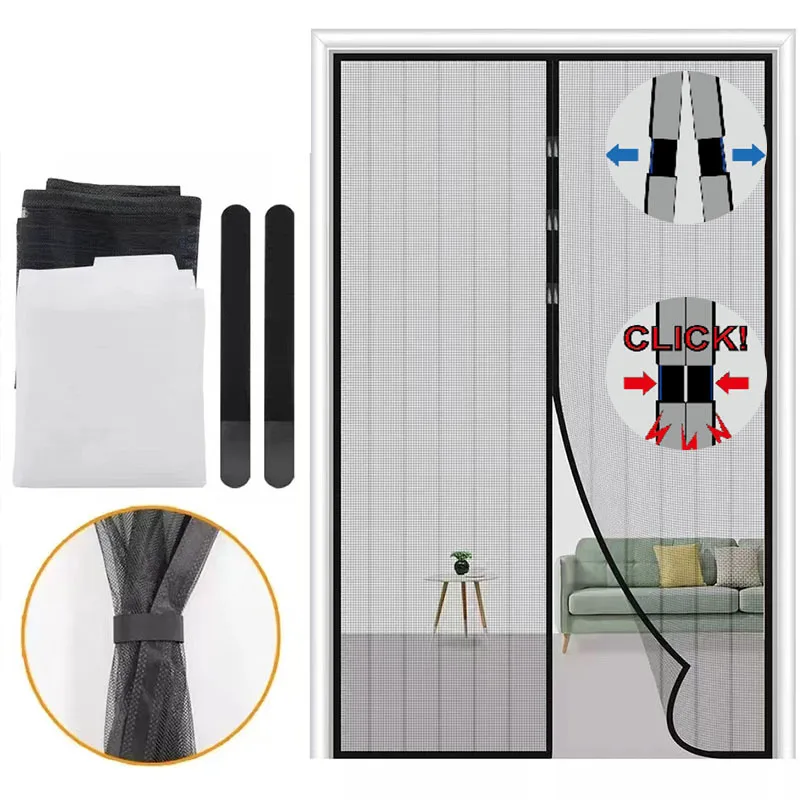 Mosquito Magnetic Screen Door Curtain Net Anti Bug Fly Insect Partition Curtain Mesh Magic Mesh Automatic Closing Door Screen