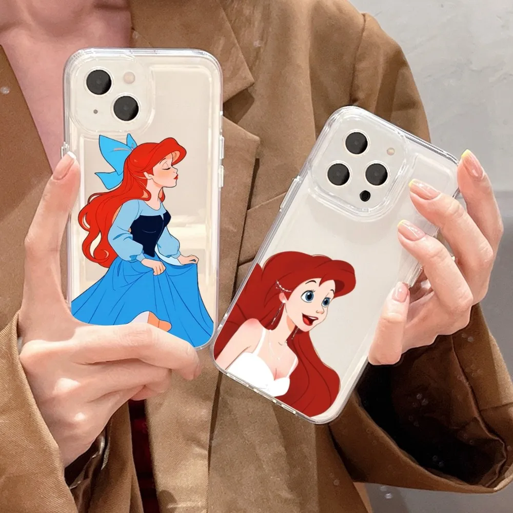 MINISO Disney The Little Mermaid  Phone Case For iPhone 15 14 13 12 11 Mini Pro Max X XR XSMax 7 8 Plus SE20 Transparent Cover