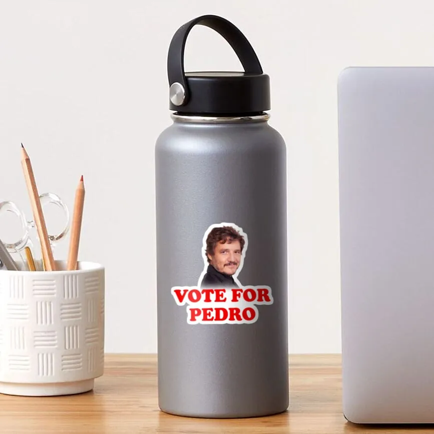 Vote For Pedro Pascal Sticker for Laptop Decor Bedroom Car Cute Cartoon Art Fashionable Public Suitcase