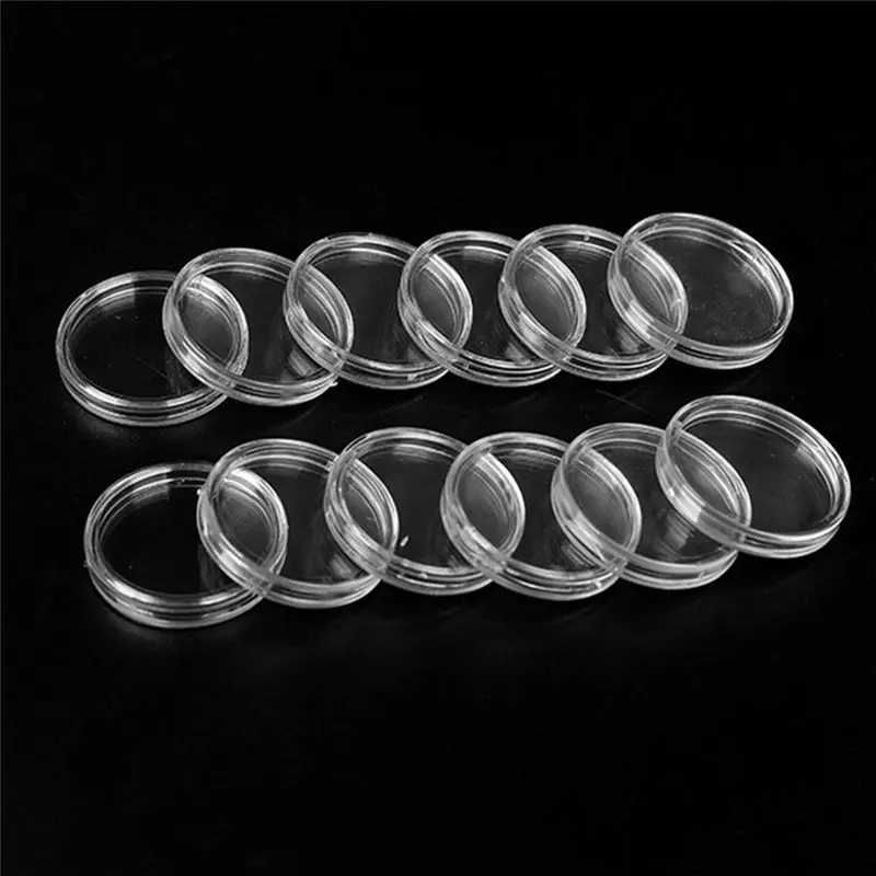AB42-200Pc/Set 45Mm Clear Round Plastic Coin Protector Clear Coin Storage Box Money Pence Holder Case Collectibles Gifts