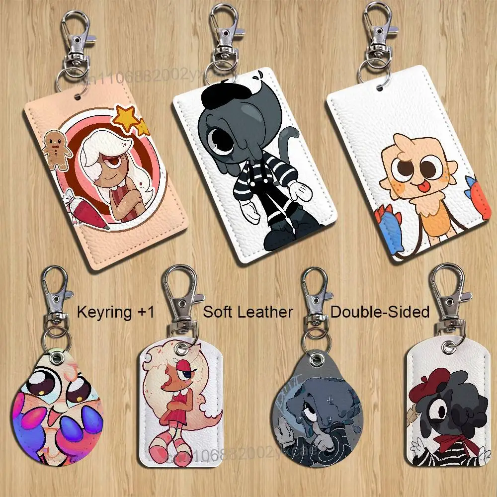 Ginger Blot Goob Dandys World Rectangle ID Card Case Keychain Access Card Bag Key Tag Ring Leather Card Holder Key Ring Access