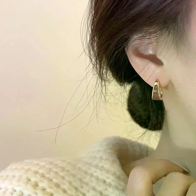 1Pair Multi-colored Earrings Fashion Simple Earrings For Women All Match Minority Earrings Can Be Selected