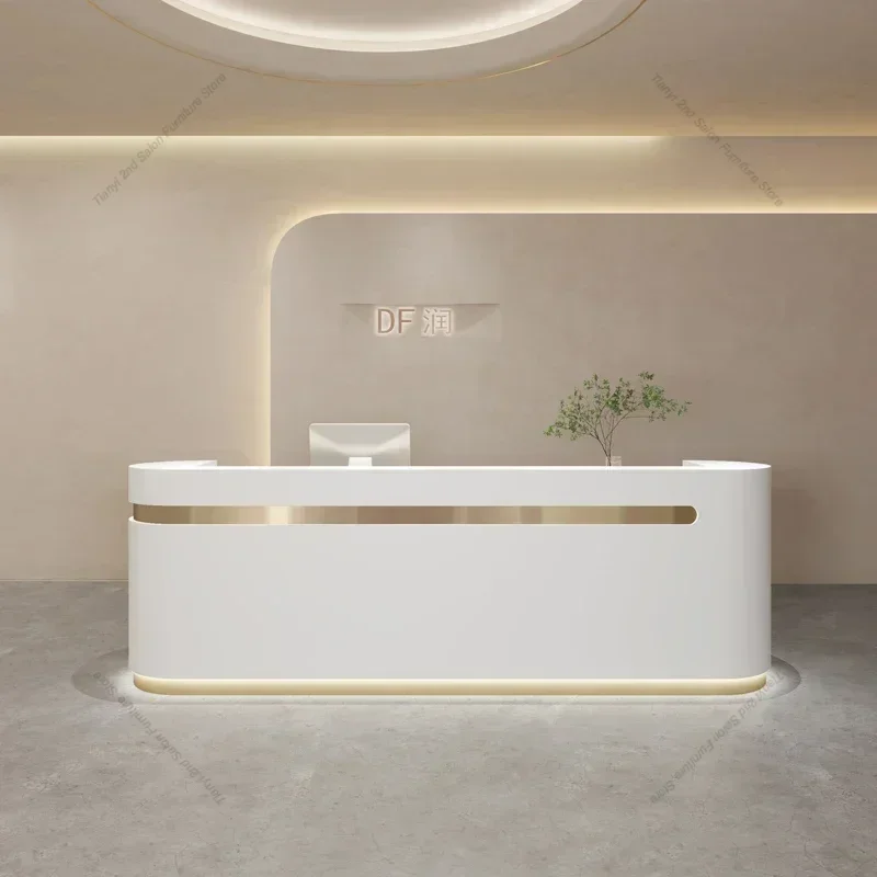 

Стойка ресепшн для салона красоты: современная, роскошная, в скандинавском кремовом стиле, мебель для зоны обслуживания клиентов