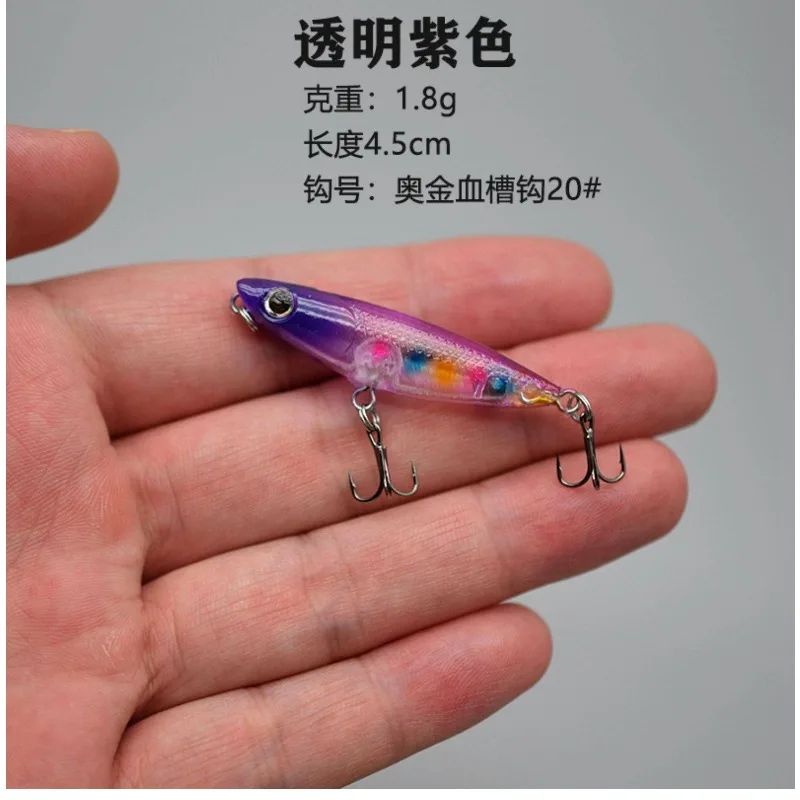 1Pcs Zigzag Dog Floating Topwater Pencil 45mm 1.8g Wobblers Mini Hard Bait Crankbait Treble Single Hook Camping Fishing Tackle