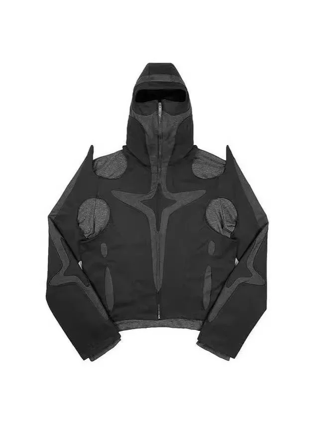 

New Streetwear& hoodies Y2K Dark samurai style Zipper hoodie for men and women Collage casual Long sleeves Streetwear