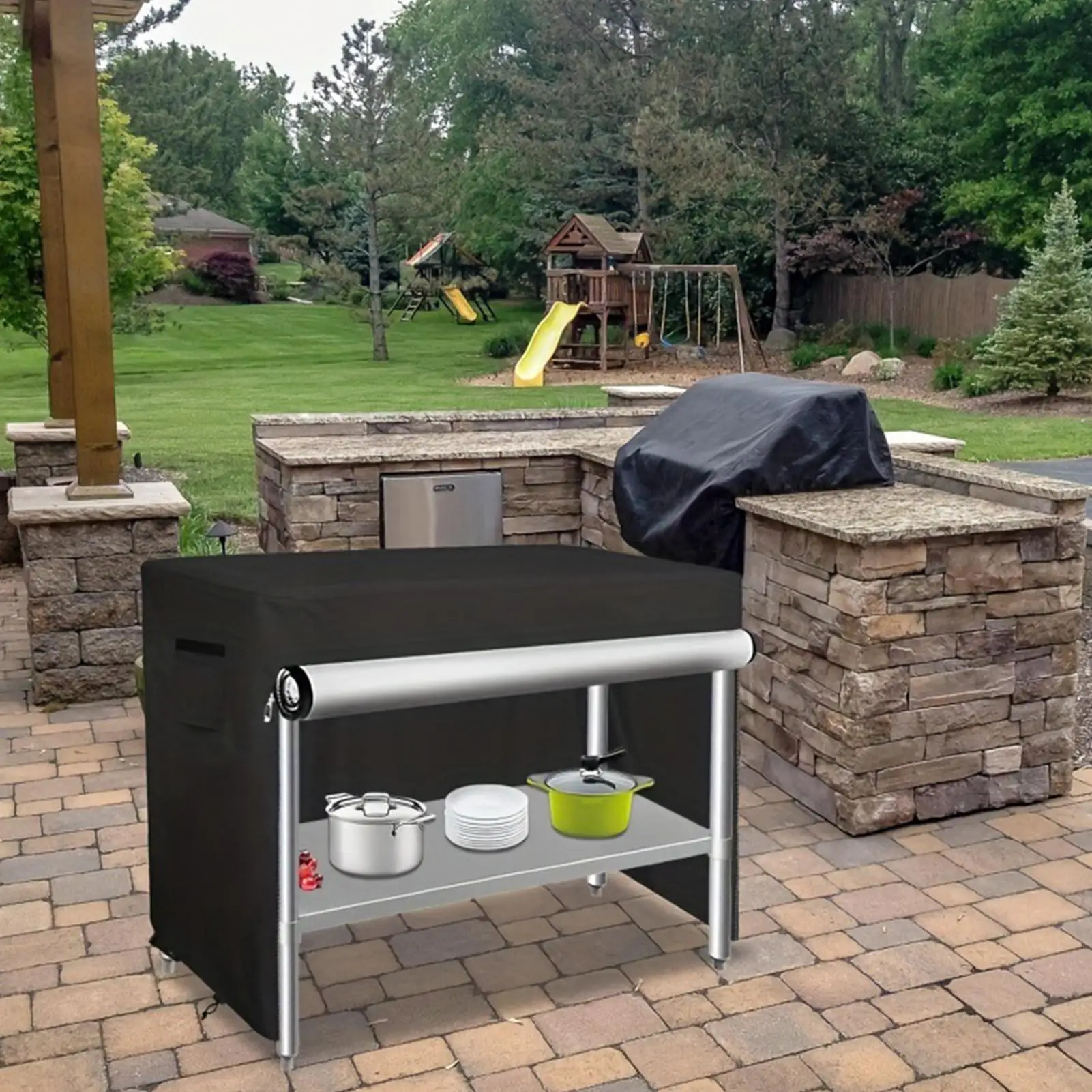 

Grill Table Cover Patio Table Covers Waterproof Protection Oxford Cloth With Zipper For Garden Dining Work Kitchen Utility Patio