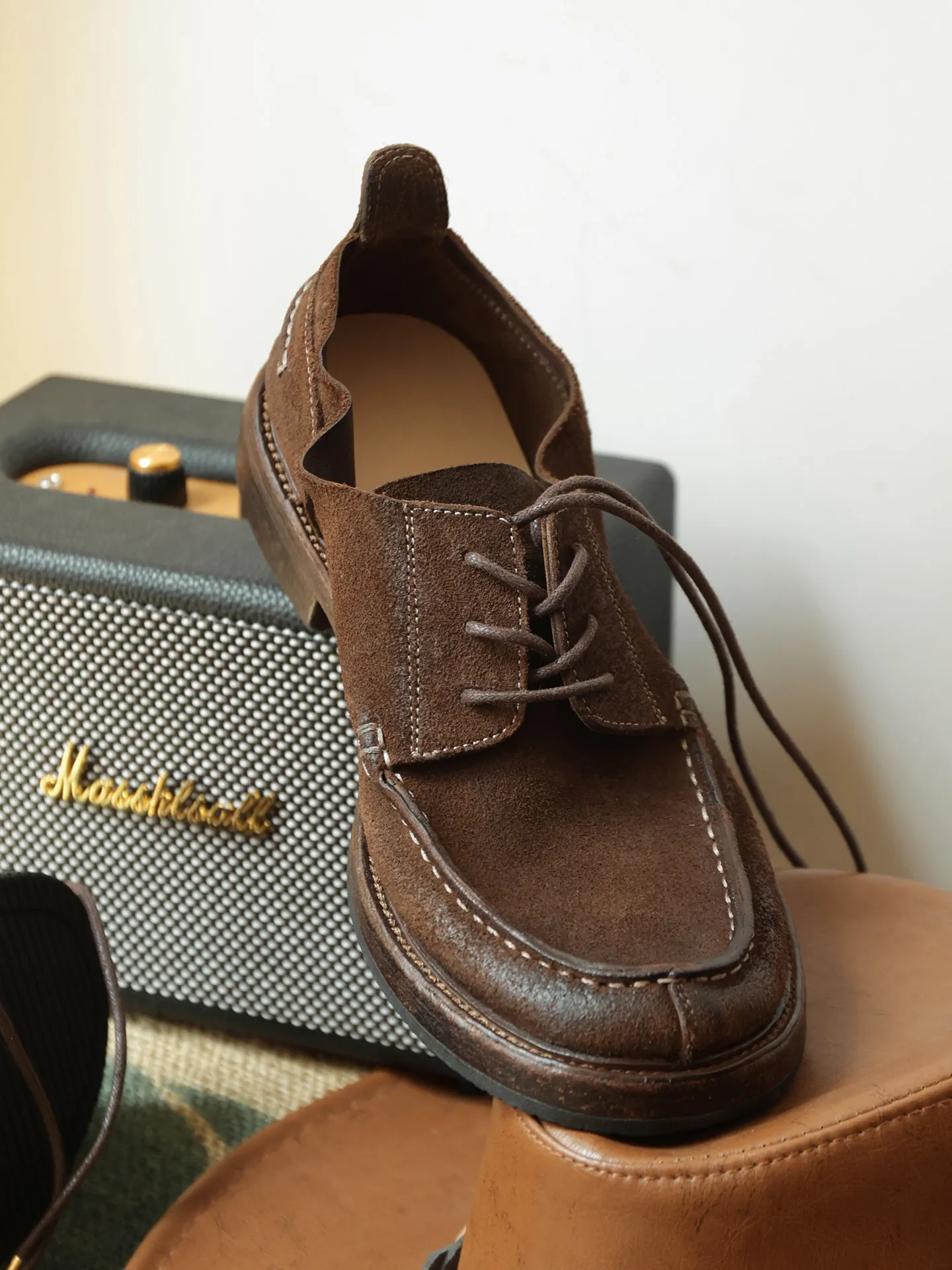 

Relieving Boredom European And American Vintage Washed Horse Leather Breathable Round Toe Old Casual Shoes Leather Sole Sewing