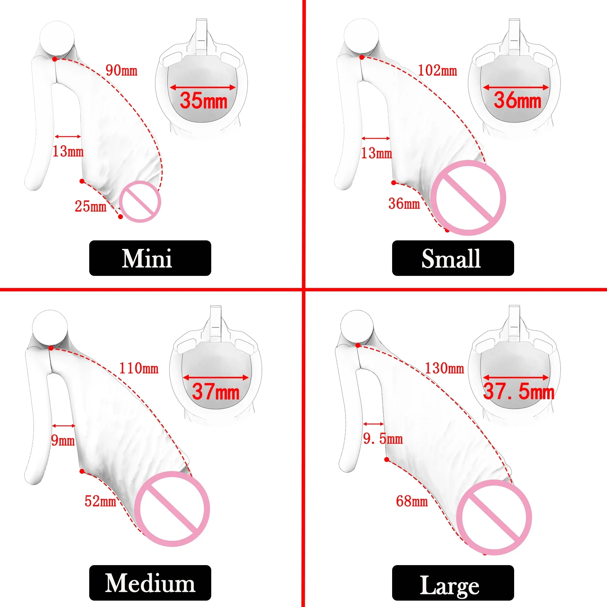 2024 New Male Simulation Penis Style II Chastity Device Cock Cage Penis Lock Chastity Cage Control with 4 Size Rings Sex Toys 18