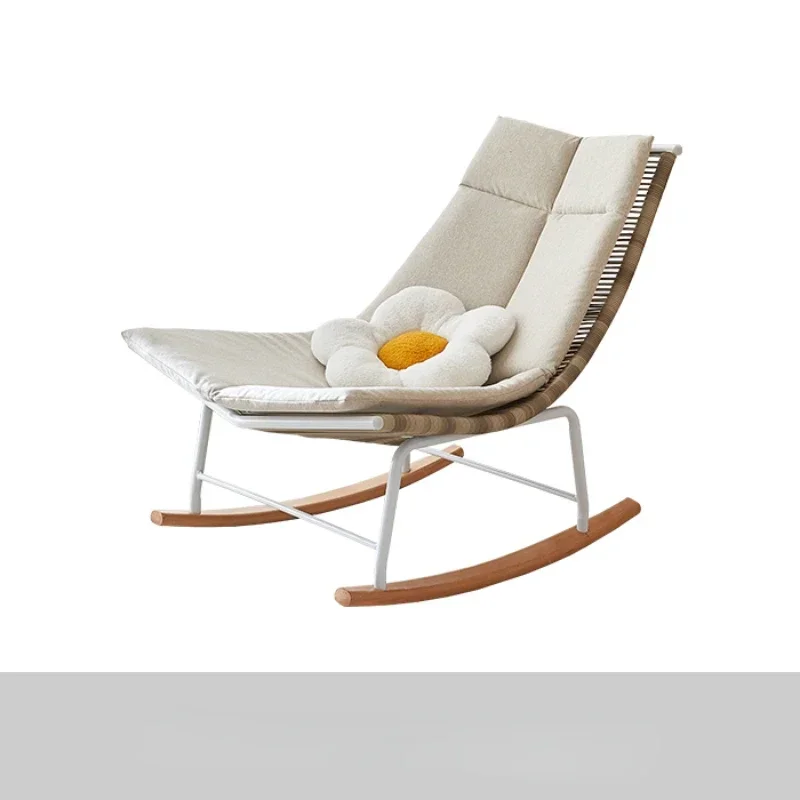 

*Rattan Rocking Chair Nordic Simple Balcony Leisure Chair Living Room Couch Courtyard Recliner