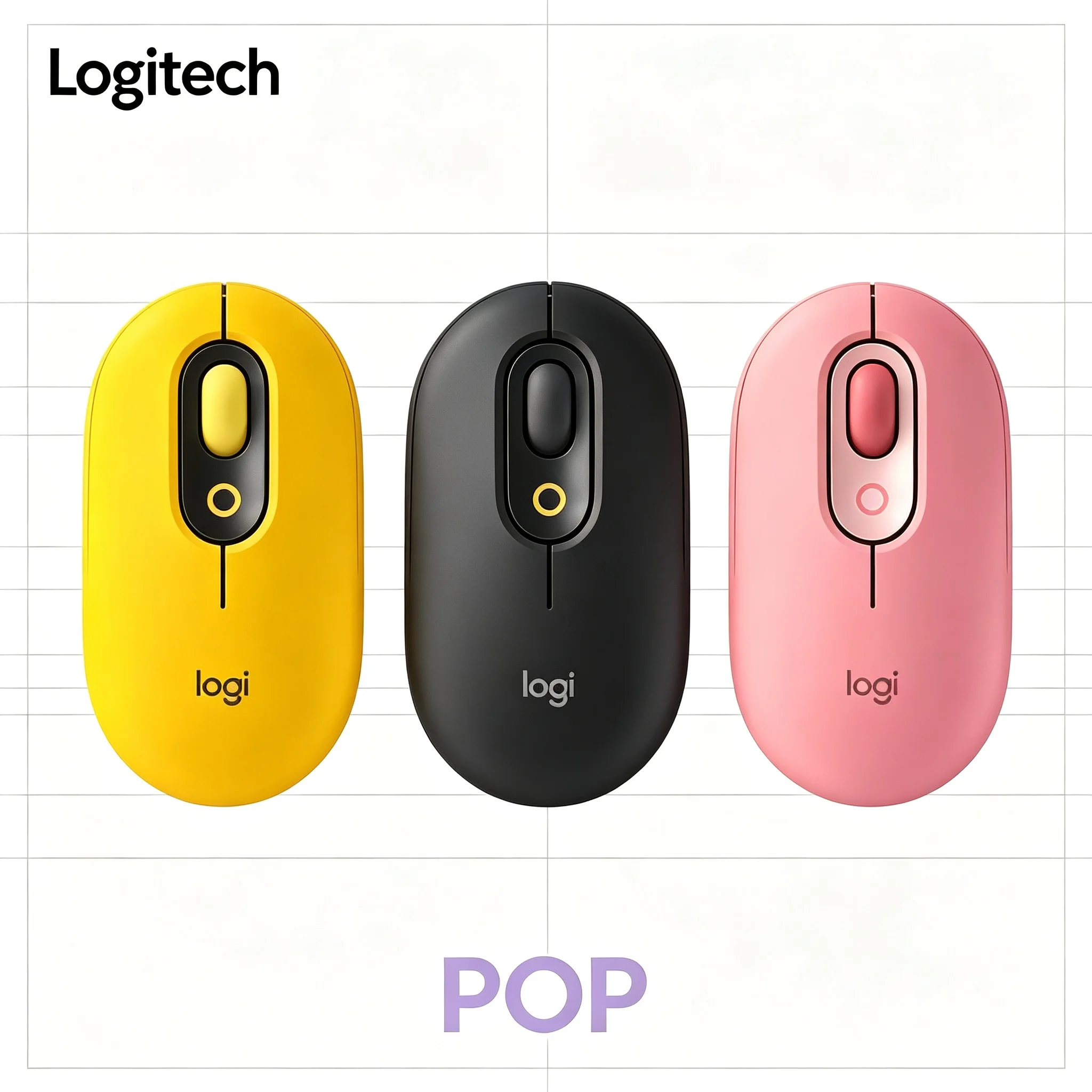Logitech POP Mouse Wireless Bluetooth Silent Button Trendy Pastel Color Lightweight Portable Mice For Office Daily Work Laptop
