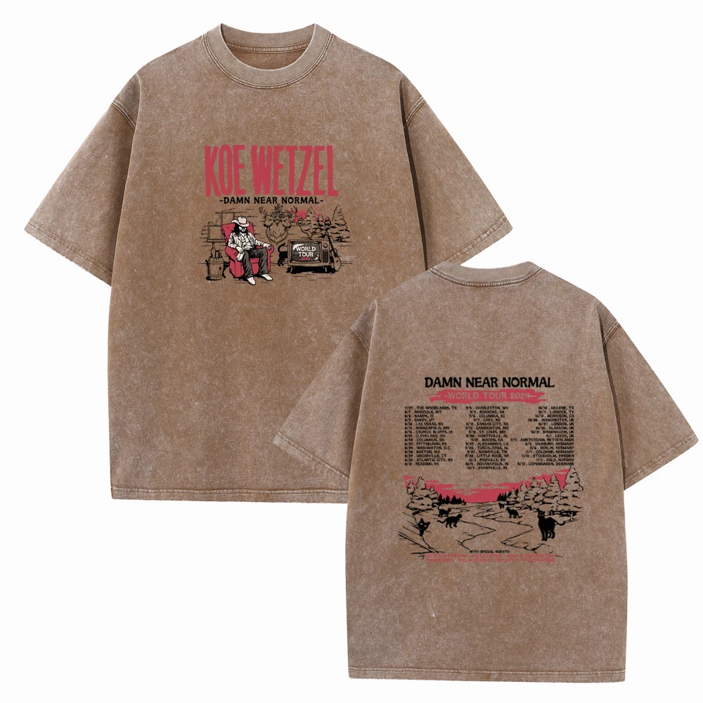 Koe Wetzel Damn Near Normal Tour 2024 Music Fans Gift Shirts Cotton Summer Unisex O-Neck Printing Vintage Harajuku Short Sleeve