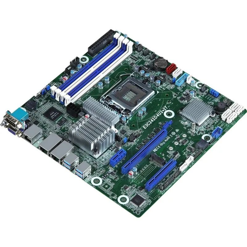 Server NAS Motherboard E3C242D4U2-2T LGA1151 Xeon E-2100/2200 Series, Core 8/9 Generation C242 DDR4 2*10G LAN (UTP) IPMI