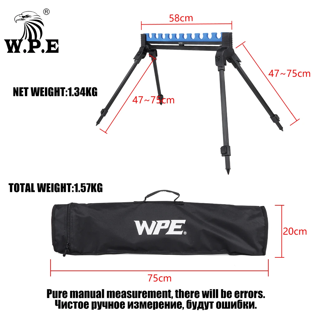 W.P.E 1pcs Fishing Rod Holder Folding Adjustable Feeder Fishing Pole Retractable Fishing Rod Pod Standing Holder Feeder Fishing