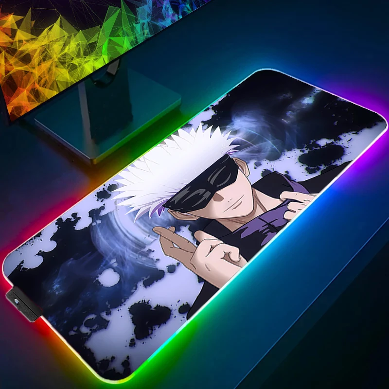 

Коврик для мыши RGB J-jujutsu Kaisen Lockedge, большие игровые аксессуары, клавиатура для компьютерных геймеров, светодиодный коврик для мыши, настольный коврик для мыши