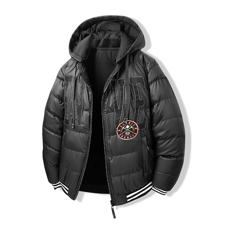 Cappello rimovibile casual da uomo all'aperto Mantieni caldo Parka Cappotto da indossare su due lati di nuova moda Comfort invernale Ispessimento Stampa Top da uomo