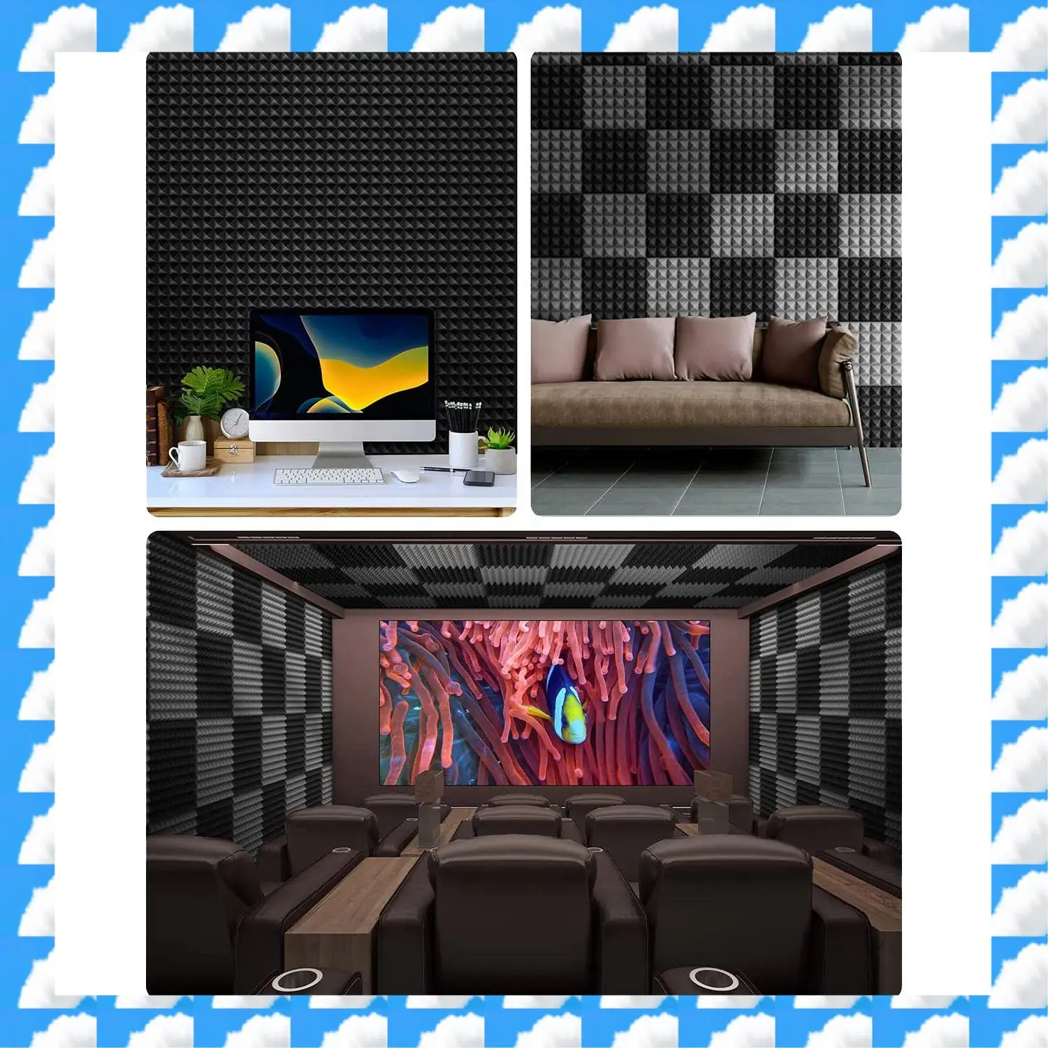

ONGE 12 Pack Self-Adhesive Sound Proof Foam Panels 2 X 12 X 12 Inch Acoustic Panels