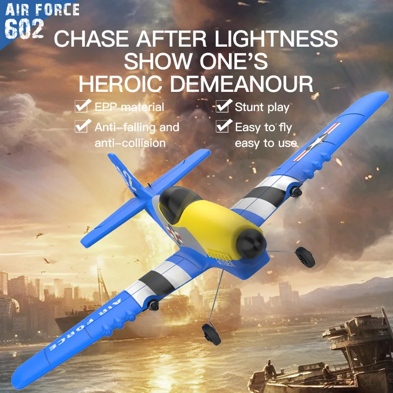 2.4g Cross-Border Kf602 Remote Control Foam Aircraft P51d Mustang Fighter Fixed Wing Flight Model Electric Toy Plane Xmas Gift