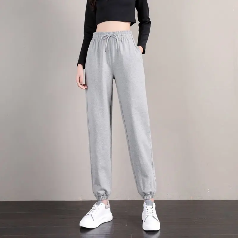 Korean Fashion Loose All-match Long Sweatpants Spring Autumn New Pocket High Waist Wide Leg Solid Casual Women Straight Trousers