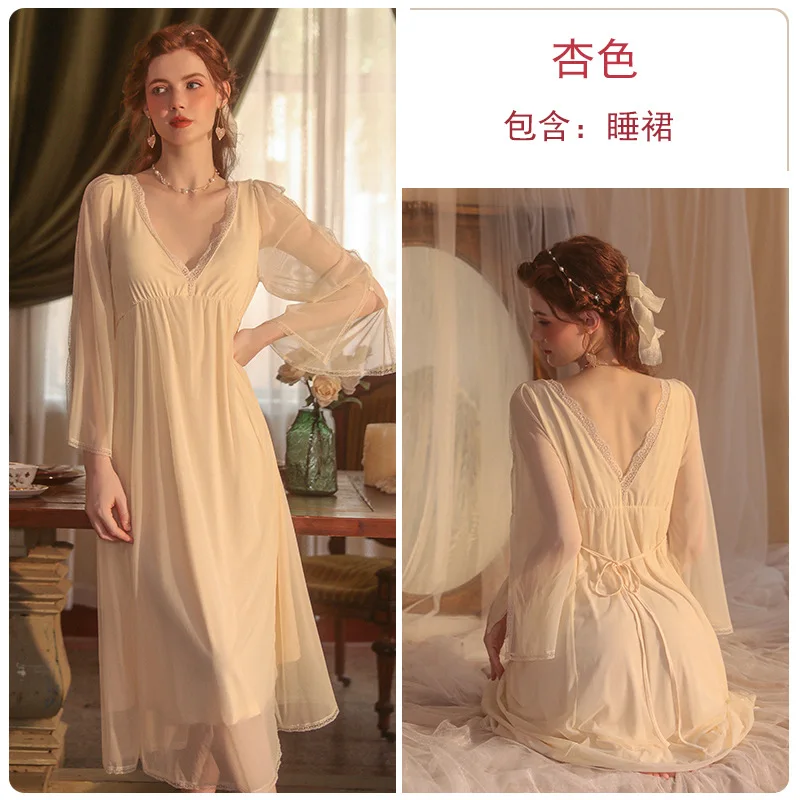 Sexy Lace Trim V-Neck Sleepdress Women Sleepwear Nightgown Bathrobe Satin Nightwear Nighty Dress Summer Loungewear