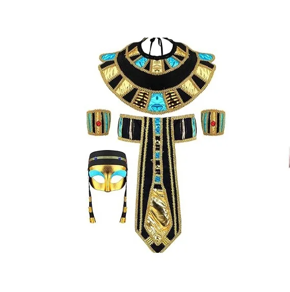 Egyptische kostuumaccessoires set Egyptische farao-hoofddeksel Egyptische kraag polsbandjes voor Halloween rollenspel cosplay