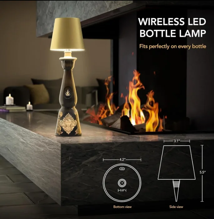 Lâmpada de mesa led bar café atmosfera luz noturna sem fio garrafa de vinho lâmpada tipo-c carregamento controle de toque garrafa de vinho luz escurecimento