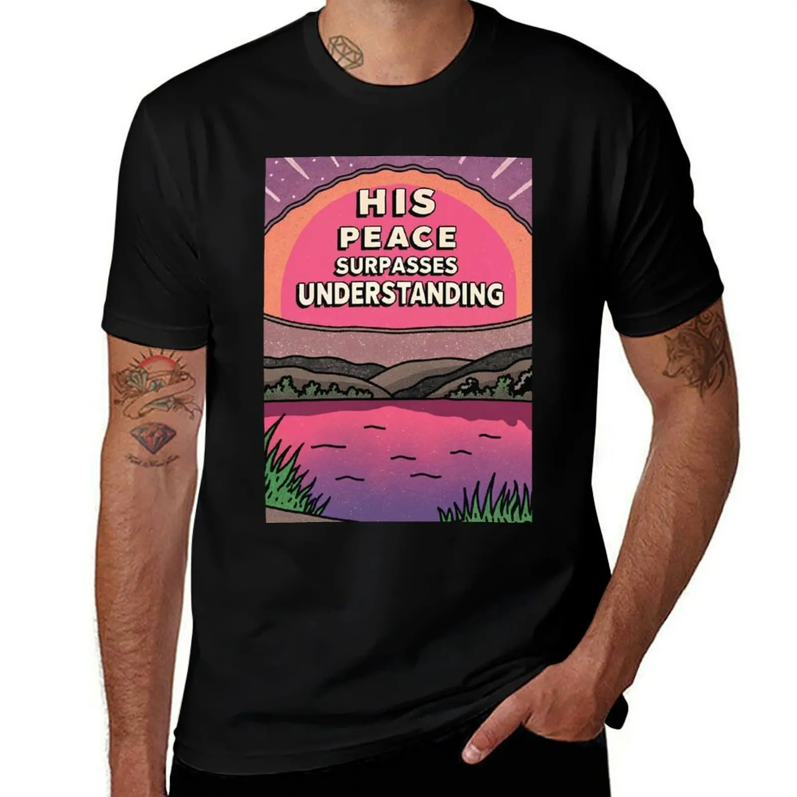 

His Peace Surpasses Understanding - Vibrant Christian Art (Philippians 4:7) T-Shirt vintage t shirts sweat shirts, men