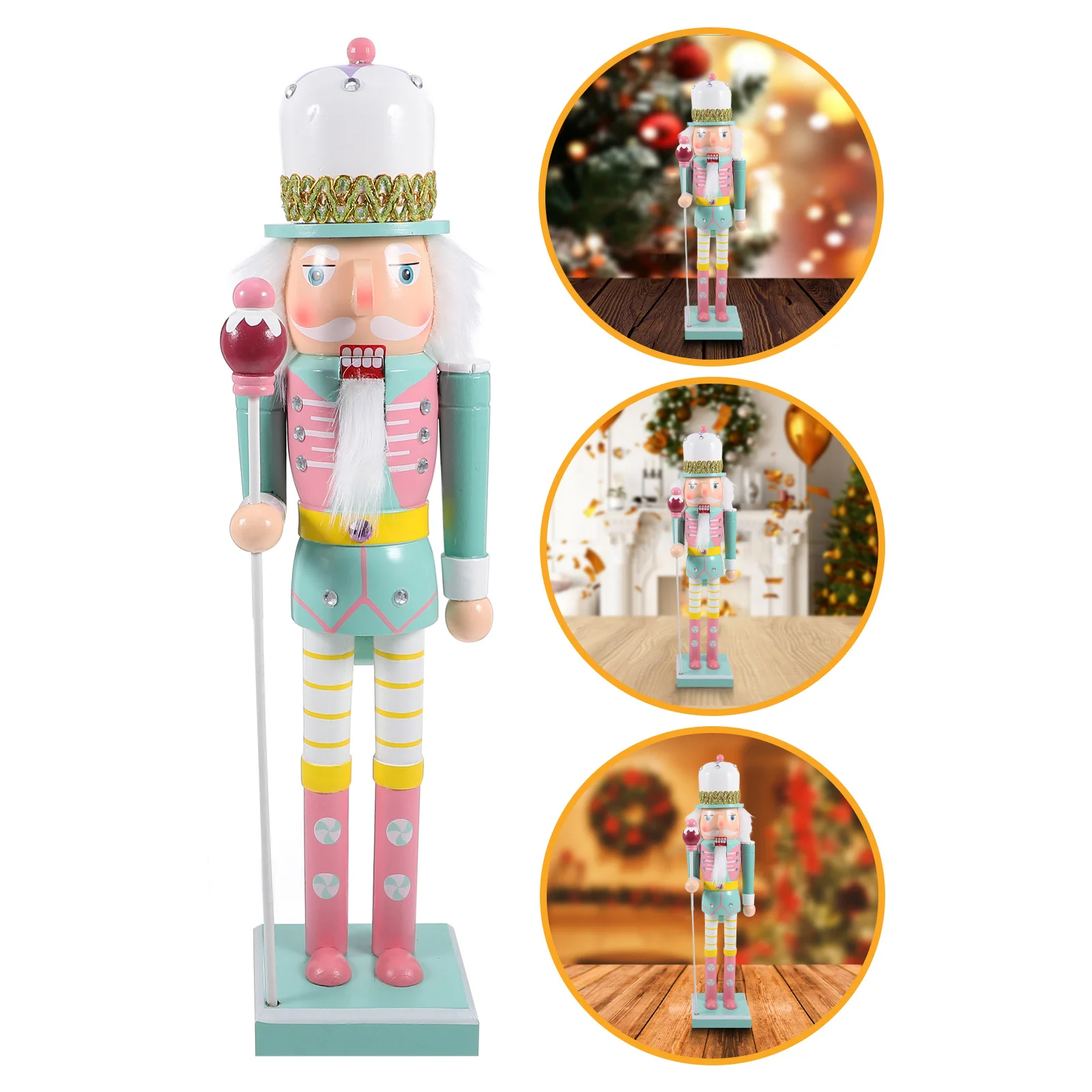 

Christmas Nutcracker Ornament Wooden Desktop Decor Craft Figure For Home Holiday Party Xmas Decoration Festival Gift
