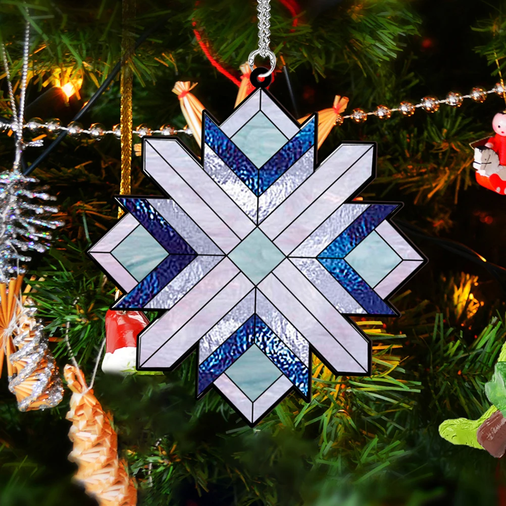 

Acrylic Snowflake Christmas Tree Hanging Ornaments Double Sided Xmas Pendant For Window Wall Bedroom Decor Holiday Party