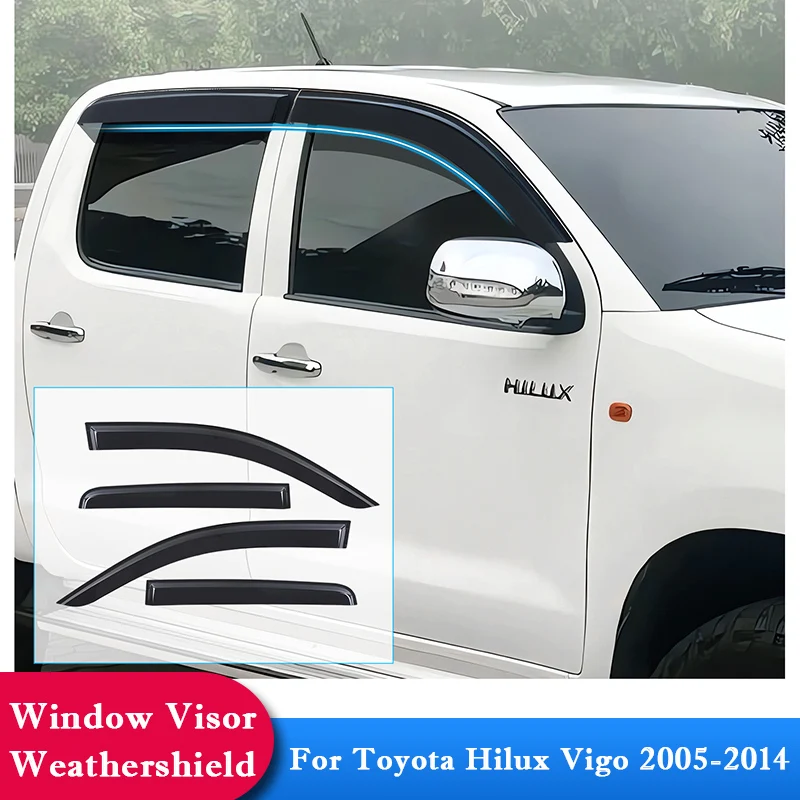 

Car Window Visor Deflector Weather Shield for Toyota Hilux Vigo 2005-2014 Double Cab Sun Rain Guard 4x4 Car Accessories 4PCS/Set