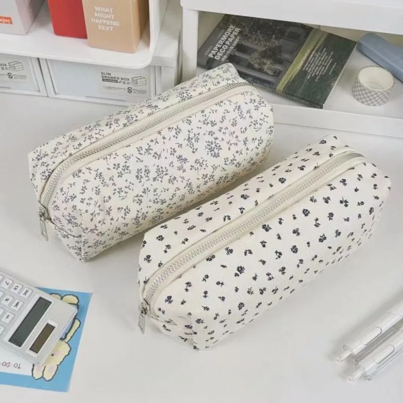 

Cute Multifunctional Floral Pen Bag Student Cartoon Stationery Bag Large Capacity Pencil Case Organizer School Office Supplies