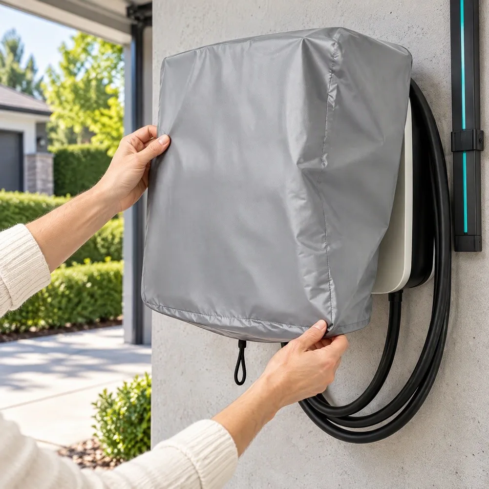 for ev Charging Station Dust Cover with Pull Drawstring for Tight Fit 40x30x20cm Weather Resistant Oxford Cloth Black Grey