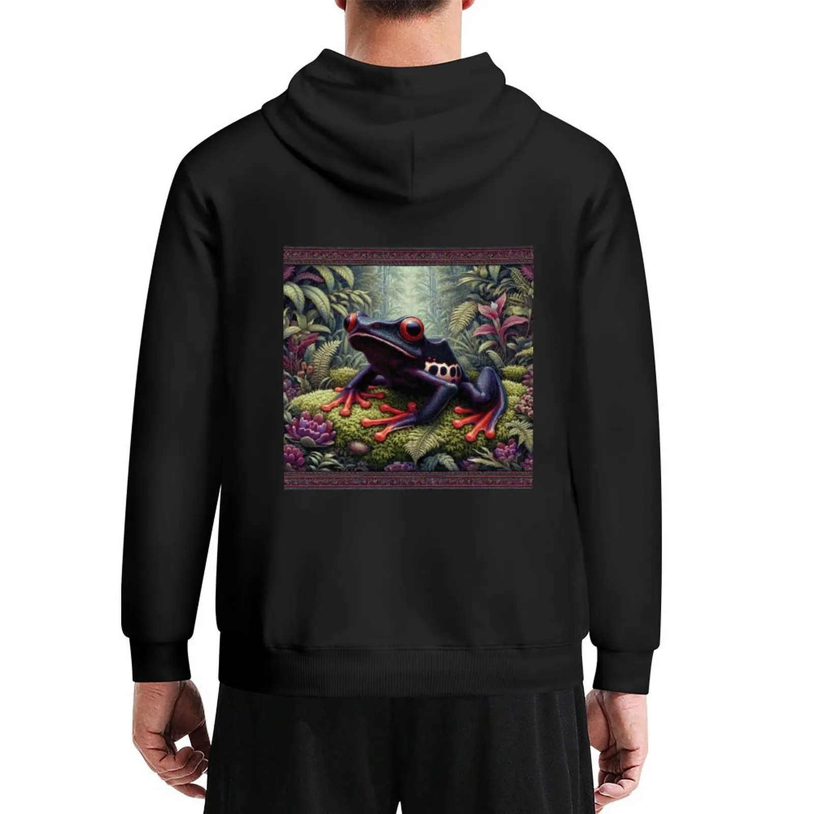 

Dark Purple Dart Frog in Mossy Forest Hoodie fashion men autumn new products autumn big size hoodie
