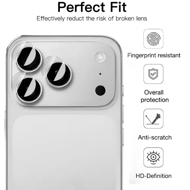 1-3 комплекта закаленного стекла с твердостью для iPhone 17 Pro Max 17Air, защита объектива камеры, защитная пленка для объектива от царапин для iPhone17