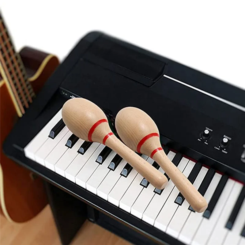 Sonajeros de percusión de mano de 8 pulgadas, agitadores de Rumba de madera de haya, instrumento Musical latino para juegos, favores de fiesta