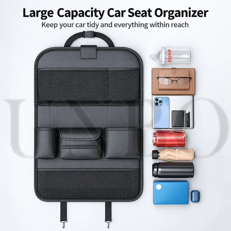 Car Seat Back Storage Bag Hanging Organizer Rear Seat Storage Box and Lumbar Support Pillow Universal Auto Accessory 3