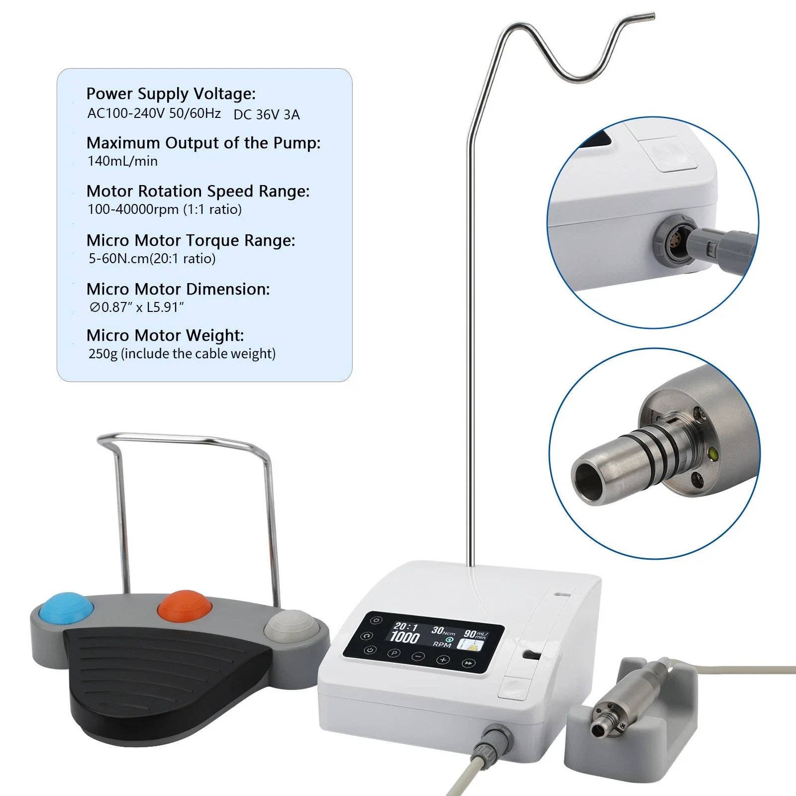 Dental Mini Implant Motor Machine Surgical Brushless LED Electric Motor Surgery  with 8 Programs