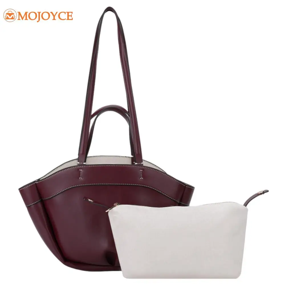 

Women PU Leather Shoulder Bag Large Capacity Tote Bag with Pocket Trendy Commute Handbag Casual Travel Shopping Top-Handle Bags