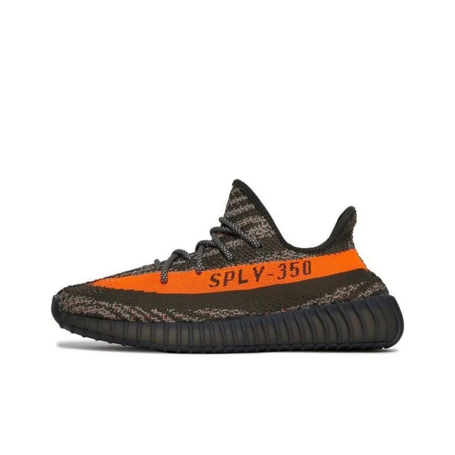 POIZON Adidas Originals Yeezy Boost 350 V2 Tênis Casuais Unissex Cano Baixo Cinza Laranja