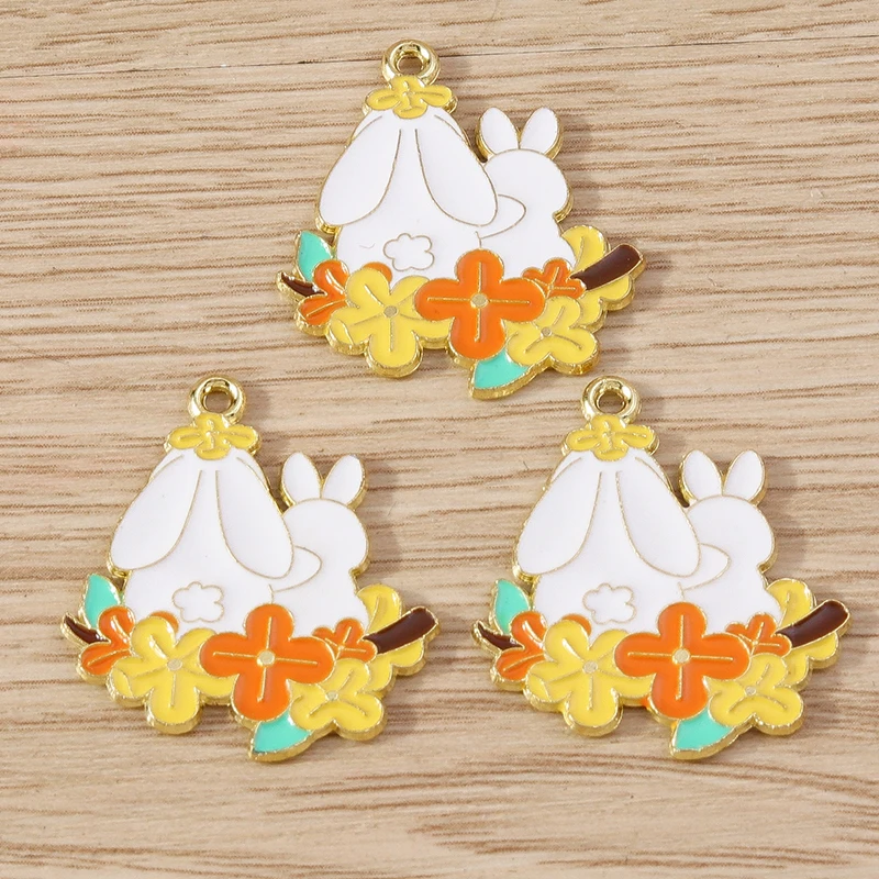 10 Stück Mix Cartoon Tier Kaninchen Charms Emaille Mid-Autumn Festival Charms Anhänger für Schmuckherstellung DIY Ohrringe Halsketten Geschenk – Detail 12
