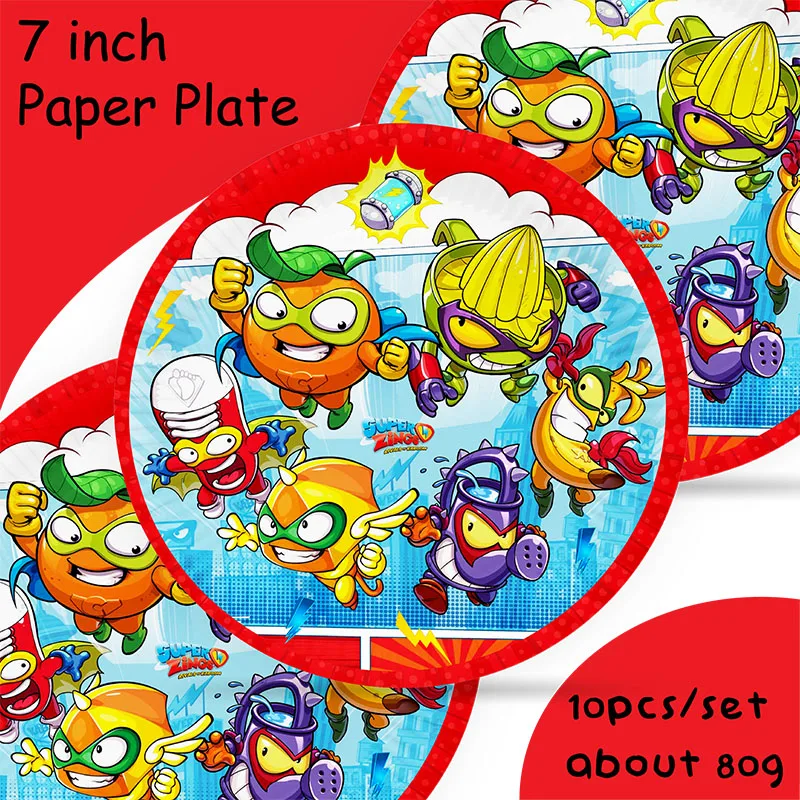 Super Zings decoración de cumpleaños de dibujos animados vajilla desechable taza plato mantel pegatinas Baby Shower niños niñas niño fiesta