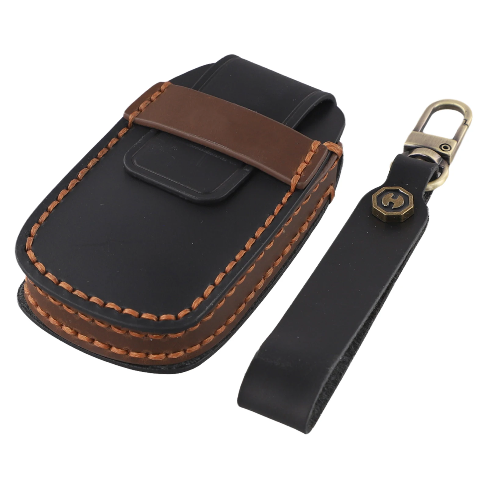 Black Leather Key Holder Key Case Protector Long-lasting Protection Handmade Craftsmanship Signal Transmission Compatibility