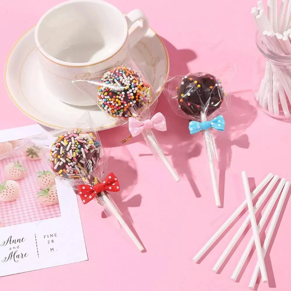 50/500Pcs Top 10/15cm Solid Core White Paper Lollipop Sticks For Chocolate Sugar Candy Lolly Pop Sucker sticks Cake Pop Sticks