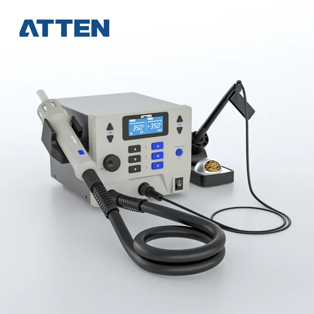 ATTEN ST-8602D 2 In 1 Rework Station 1300W 220V Hot Air Gun Soldering Iron Tip Station Welding Tool with 6pcs T990 Tip