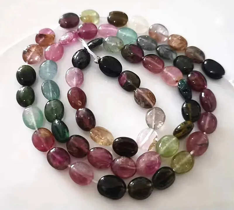 5A Tourmaline Oval baroque garient color MULTICOLOR 5-7mm 40cm for DIY jewelry making FPPJ wholesale nature