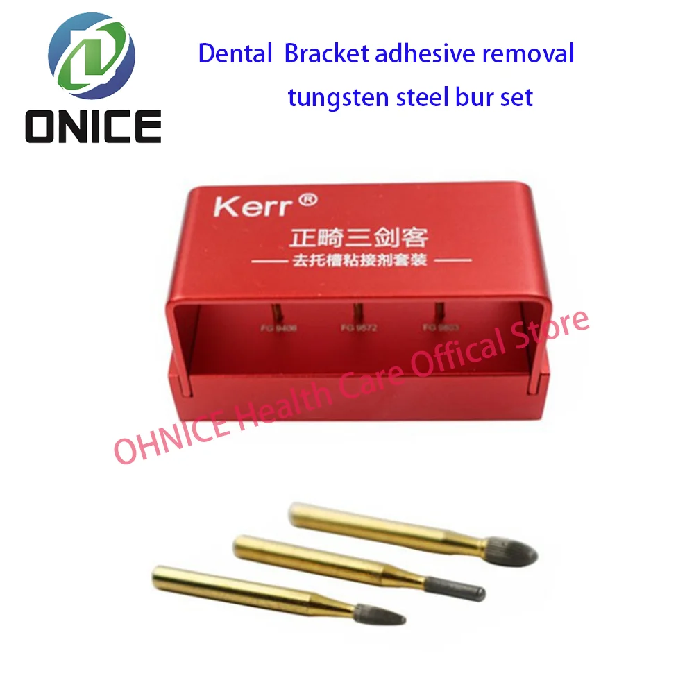 Dental kerr 3 pcs/box of tungsten steel needle for cosmetic tooth trimming, used to remove adhesives after orthodontic treatment