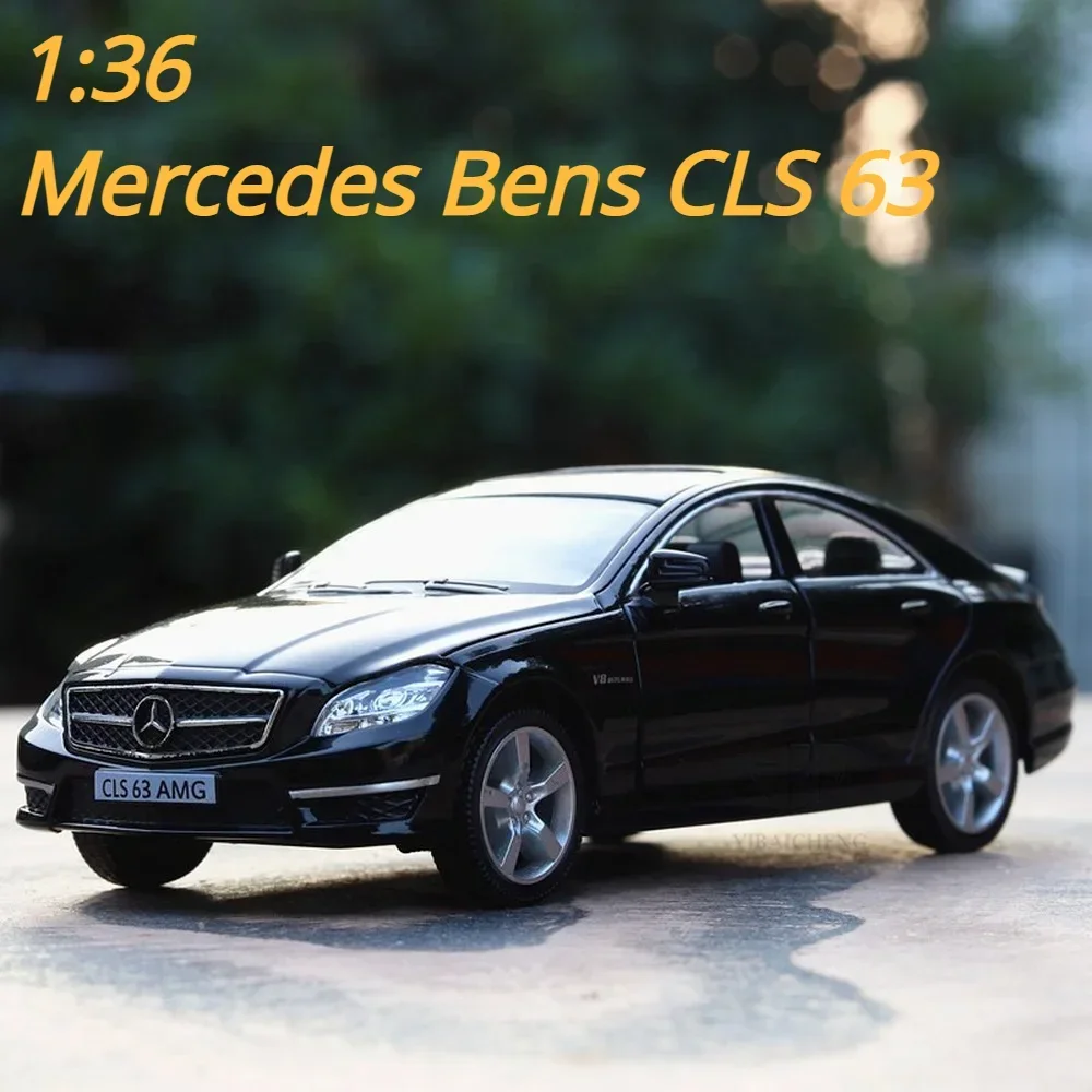 Модель игрушечного автомобиля Mercedes Bens CLS 63 AMG, литый под давлением, резиновая шина для мальчиков, в масштабе 1:36