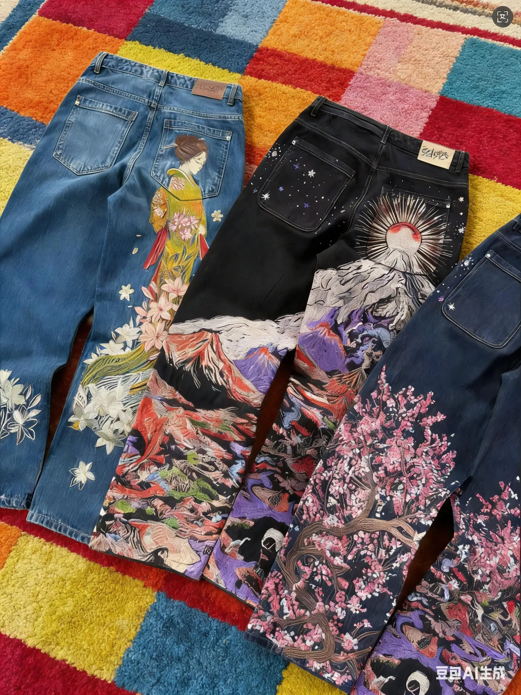 

Джинсы Y2K с рисунком дракона, джинсы высокого качества 2000-х годов, ретро, хип-хоп, уличные, Harajuku, джинсовая ткань, широкие брюки