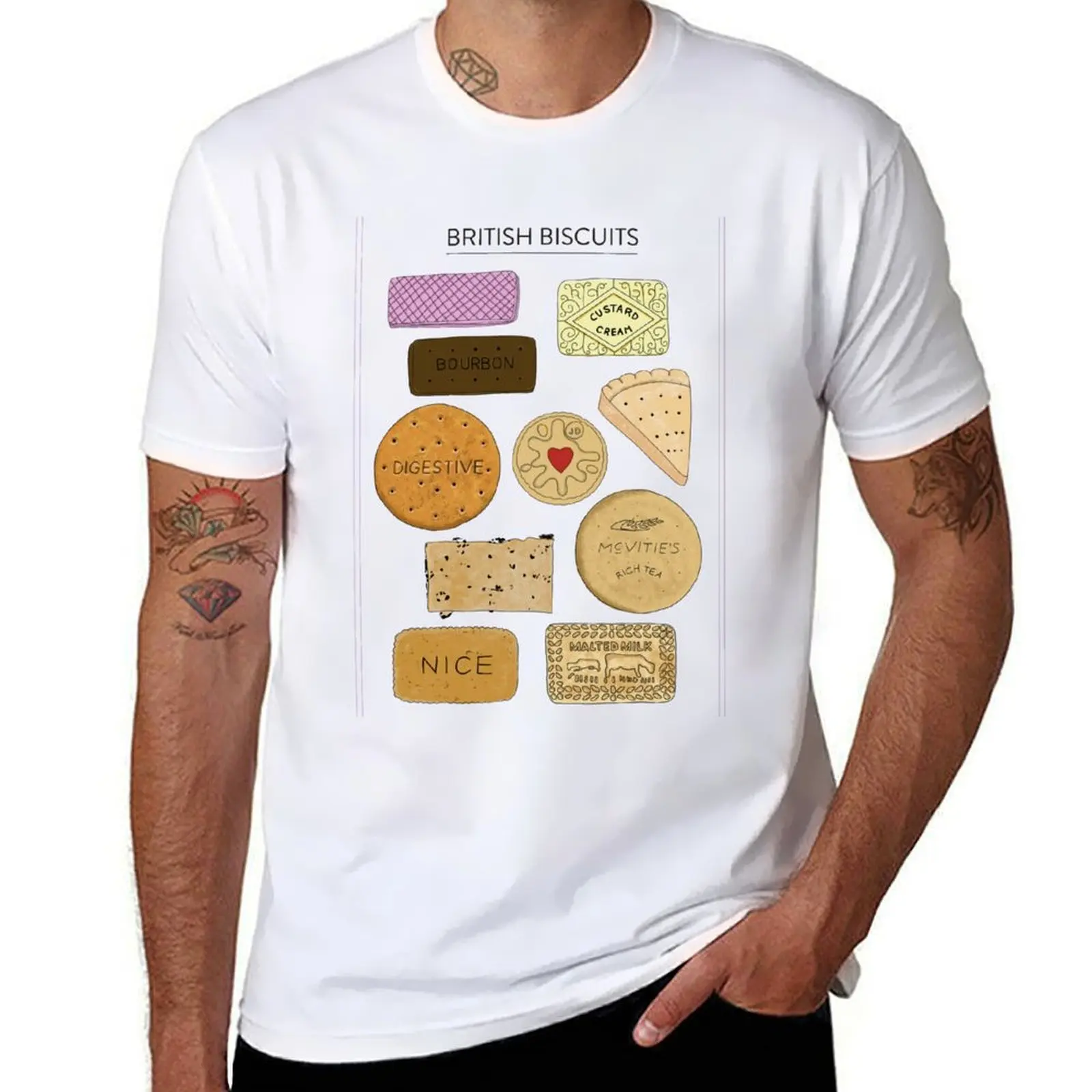 

British Biscuits white T-Shirt man graphic t shirt t shirt for man 100 percent cotton t shirt man designer T-Shirt